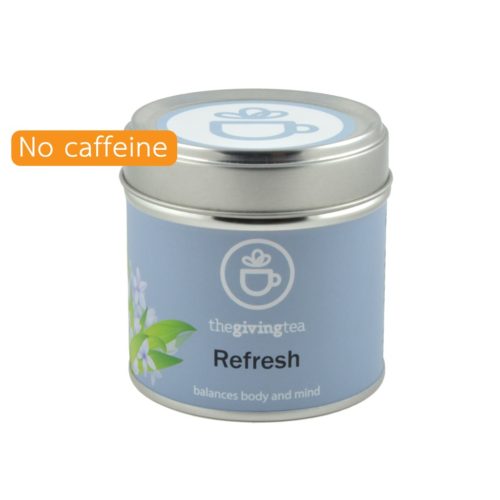 Herbal blended tea. No caffeine. REFRESH
